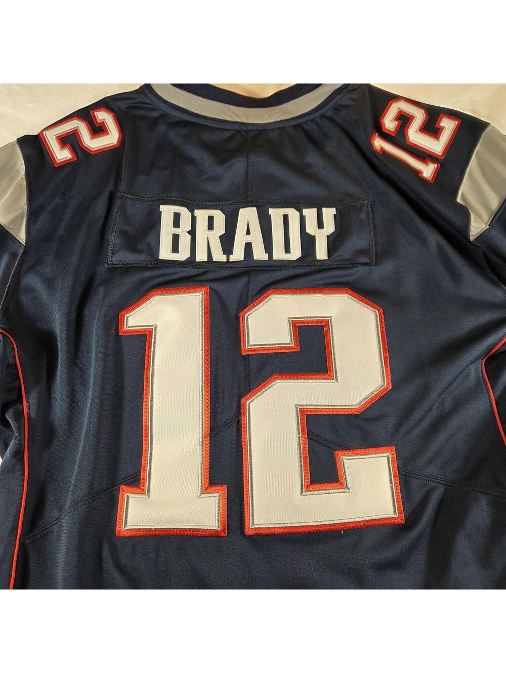 New England Patriots Jersey Mens 2XL Blue NFL Football Tom Brady 12 Nike - Picture 16 of 16
